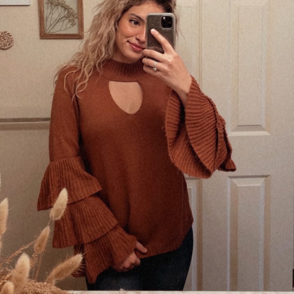 SOLD Rust Ruffle Sweater